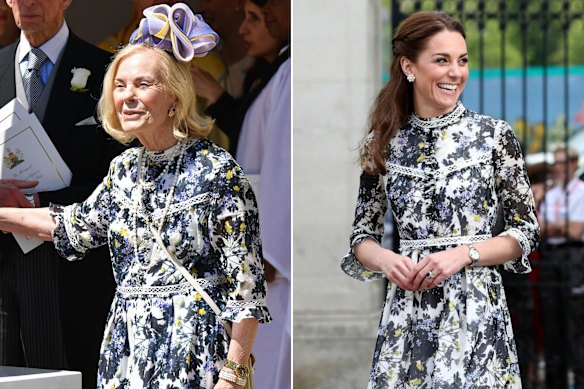 The duchess wore a long floral Erdem dress to Harry and Meghan’s wedding. Princess Catherine later wore the same style.