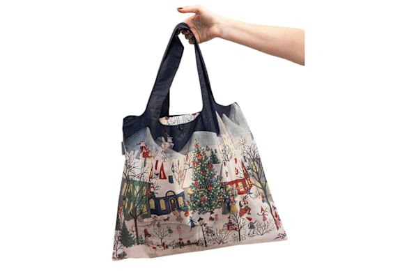 A Christmas Village reusable large shopping bag.