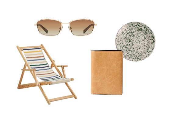“Beppi” deckchair; “Text Me” sunglasses; Passport holder; “Maremma” dinner plate.  