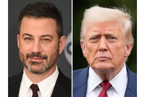 Cancelled and the reinstated TV host Jimmy Kimmel (left) and US President Donald Trump.
