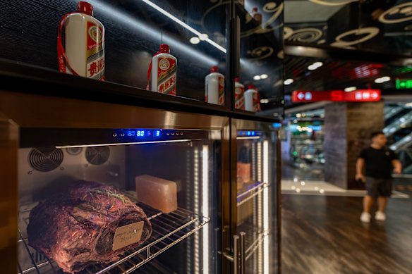 Kweichow Moutai and Australian Wagyu steaks are paired together at a restaurant in Beijing.