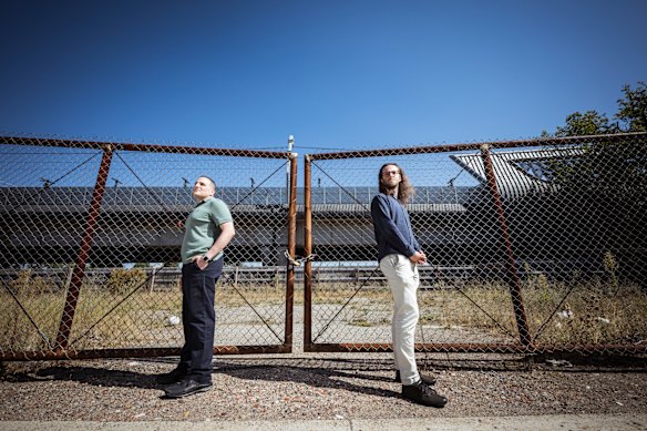 Eddie Solomon (left) and Patrick Davis (right) have different views on a proposed high-rise near Murrumbeena station.