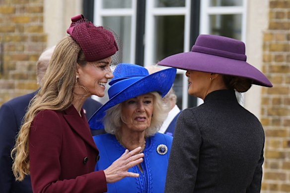 Catherine, Princess of Wales, Queen Camilla and First Lady Melania Trump. 