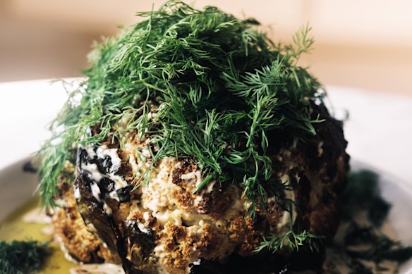 Roslyn will serve Hetty McKinnon’s whole roasted cauliflower with a shower of dill.