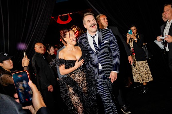 Brown and Harbour were extensively snapped laughing and hugging on the red carpet at the series’ world premiere in Los Angeles in early November, five days after the Daily Mail report was published.