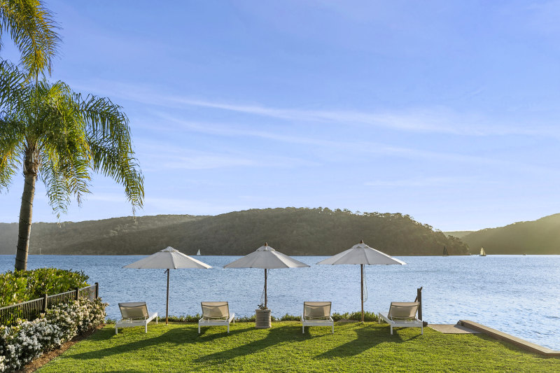 The four-bedroom house has views of Pittwater and Ku-Ring-Gai Chase National Park.