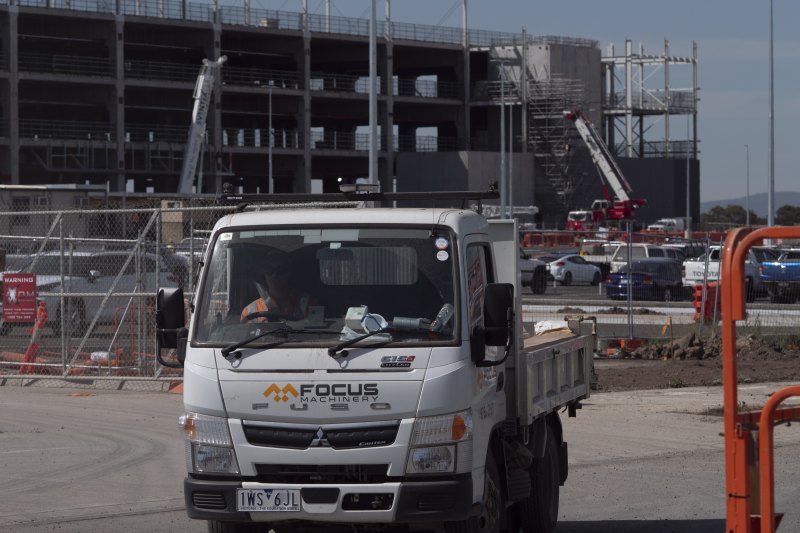 Workers pulling out of Roberts Co’s Amazon warehouse site in Craigieburn, before the company went into administration on March 14.