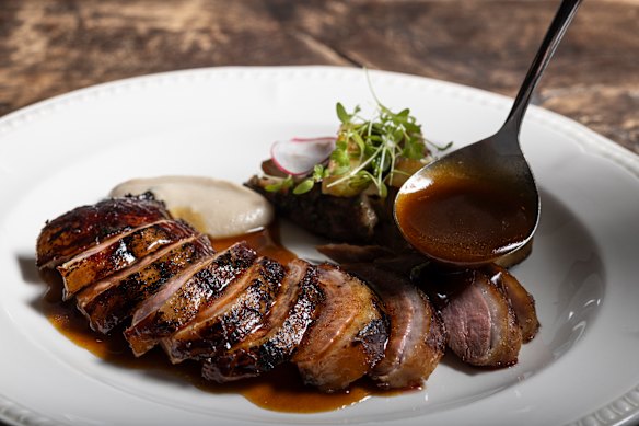The finished canard a la presse with sauce au sang.
