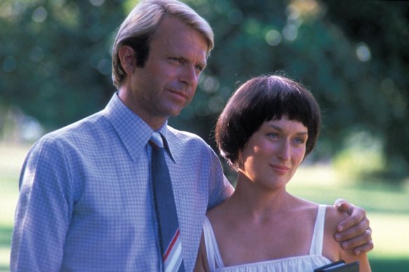 Sam Neill and Meryl Streep as Michael and Lindy Chamberlain in Evil Angels. 