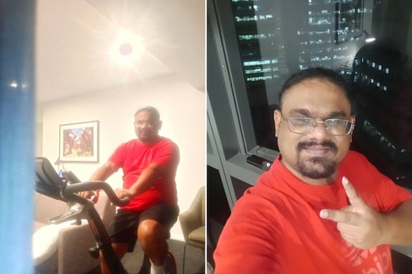 Singh’s Brisbane apartment included an exercise bike and looked out over the city.