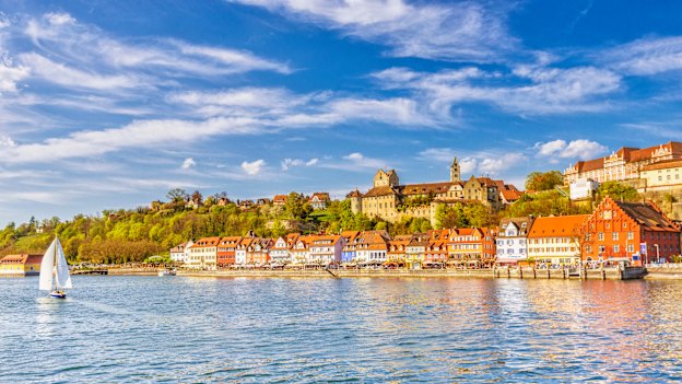 The charming medieval south-west German city of Meersburg on the scenic banks of Lake Constance.