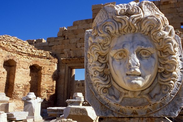The anicent ruins of Leptis Magna, Libya, were preserved by the coastal sands that consumed it.