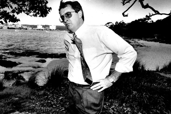 The newly elected MP for Wakehurst, Brad Hazzard, at Reef Beach in 1991. Hazzard fought to overturn the beach’s status as a nude bathing beach.