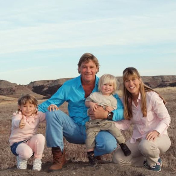 A very young Robert Irwin with older sister Bindi, dad Steve and mum Terri in a picture Irwin posted on Instagram.