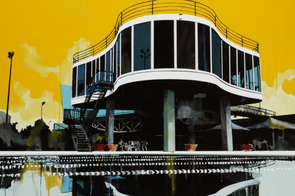 Paul Davies’ 2008 painting of Spring Hill’s Centenary Pool, which opened three years after the 1956 Olympics in Melbourne.