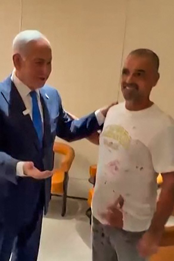 Israeli Prime Minister Benjamin Netanyahu meets Yaniv Hayoun.