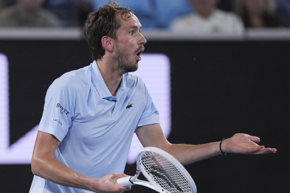 Daniil Medvedev lets his emotions out during his second round match.