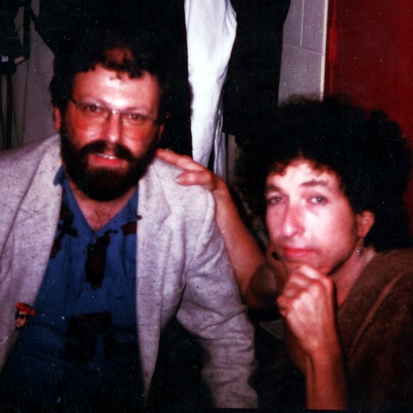 Backstage with Bob Dylan in Sydney in 1986.