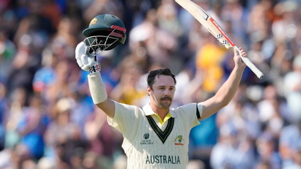 Head brings up triple figures in the World Test Championship final in 2023. 