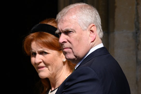 The former Prince Andrew with his former wife Sarah Ferguson in 2025.