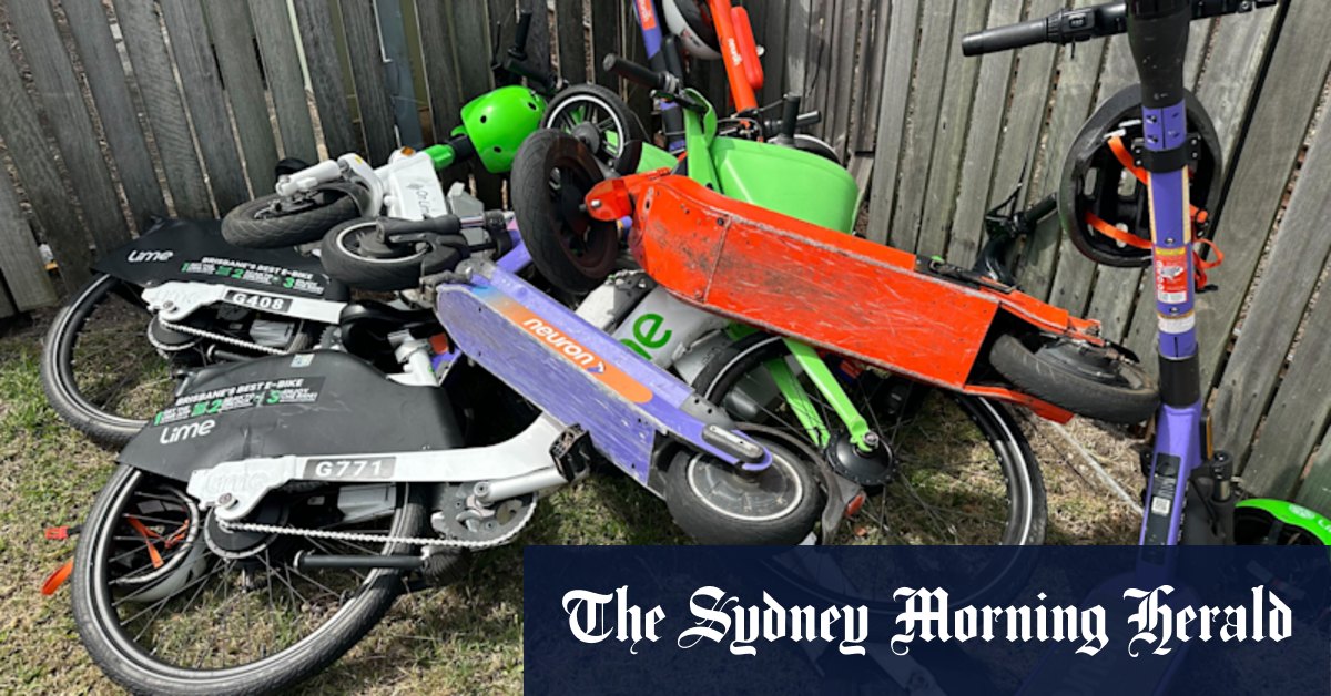 The Brisbane e-scooter graveyards at the end of the hire zone