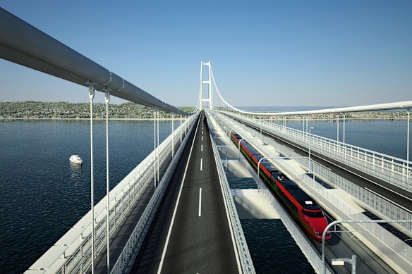 Once the bridge is built, up to 6000 cars an hour will be able to cross, as well as 200 trains a day. 