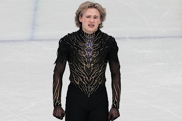 Ilia Malinin at the end of his routine.