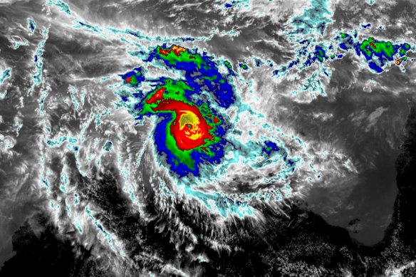 Radar map of tropical cyclone Fina over the Northern Territory.
