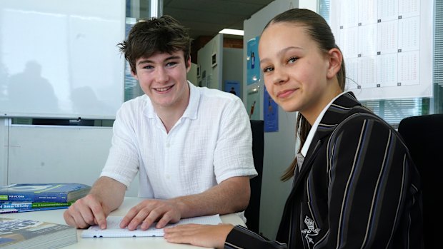 Coco Pearce, who has started ECP this week, with tutor Ben Long at Avivo Elite Tutoring in Ivanhoe.