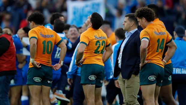 The Wallabies after losing to Italy in Florence two years ago