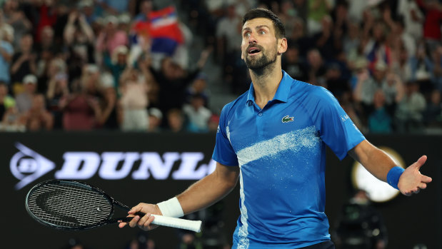 Novak Djokovic embraces the role of pantomime villain.