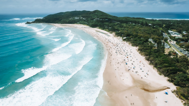 Byron Bay’s median house value fell 23.9 per cent last year, but is still well up on pre-pandemic levels.