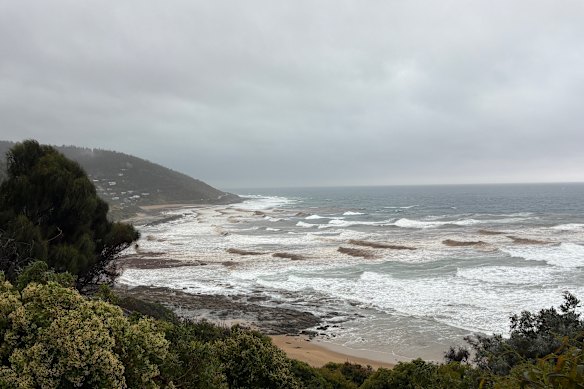 The brown muck at Wye River beach reflected just how much mud and debris the floodwaters displaced.