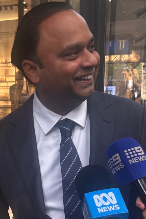 Dinesh Gourisetty arriving at Liberal Party headquarters before being preselected on Sunday.