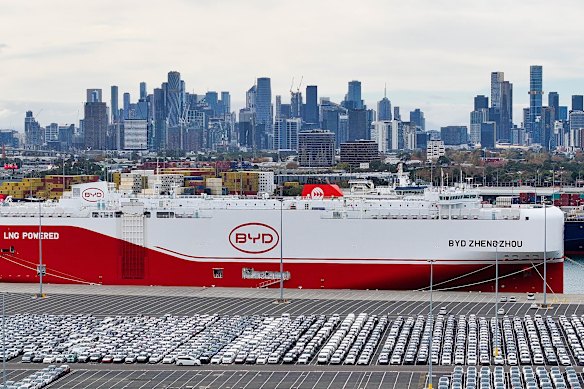 Electric carmaker BYD transported about 5000 vehicles to Australia on its custom-built ship.