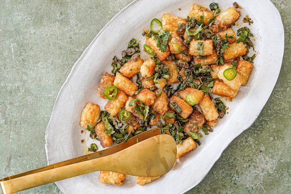 Feisty gunpowder seasoning peps these potato gems.