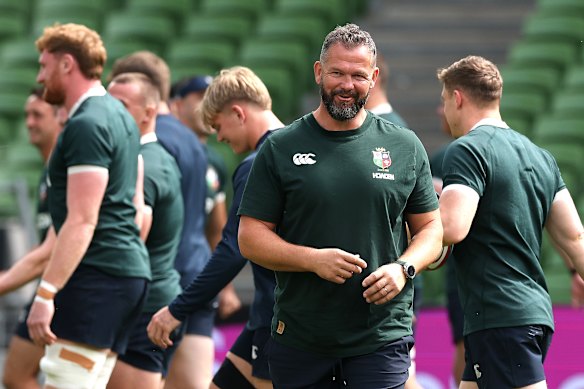 Coach Andy Farrell at Lions training in Dublin.