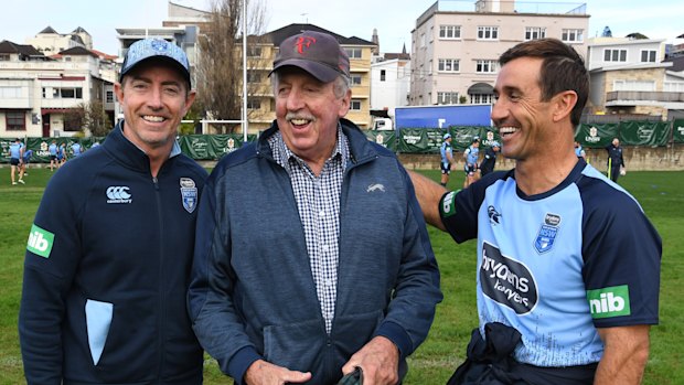 Warren Ryan, pictured with Greg Alexander and Andrew Johns, changed the game in the 1980s with his innovative coaching.
