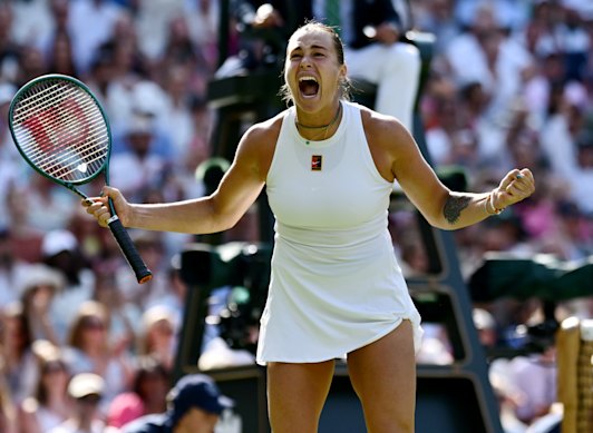 Aryna Sabalenka advanced to the Wimbledon semi-finals for the third time on Tuesday.