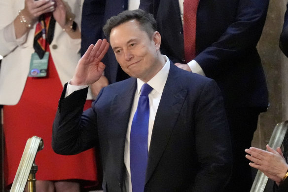 Elon Musk during Trump’s address.