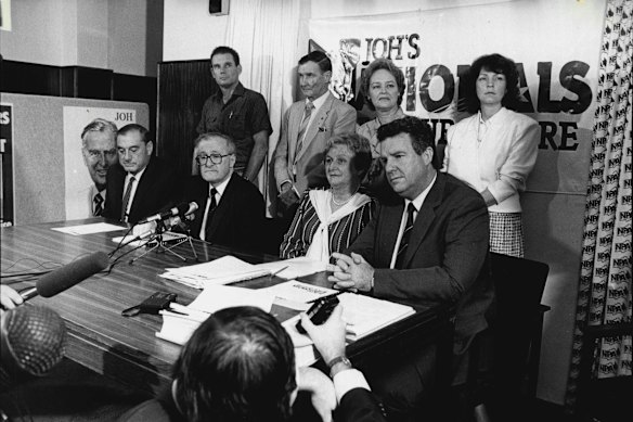 Boswell (front row right) was one of the Joh National senate candidates in 1990.