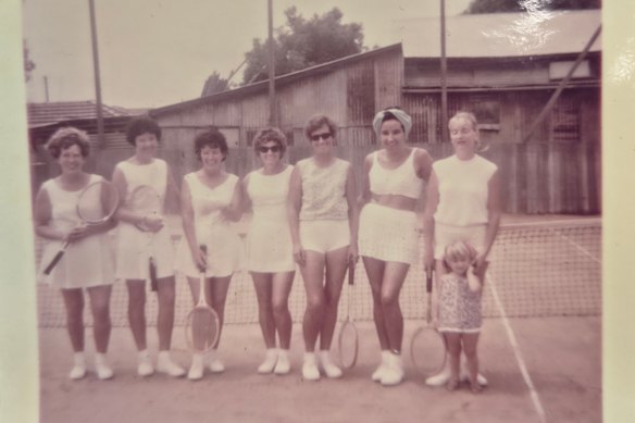 My mum has played tennis for as long as I can remember. That’s me, bottom-right, with my mum and her tennis cohort in the early 1970s.