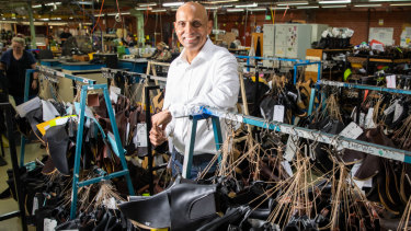 RM Williams CEO Raju Vuppalapati at the RM Williams plant in the northern Adelaide suburb of Salisbury.