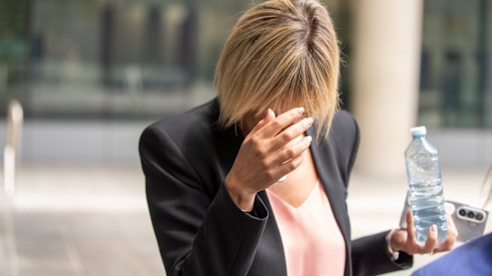 Former Coles manager Rebecca Thompson leaves the Federal Court in Melbourne on Wednesday.