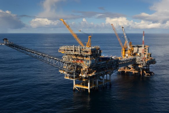ExxonMobil and Woodside Energy’s Marlin B platform in Bass Strait.