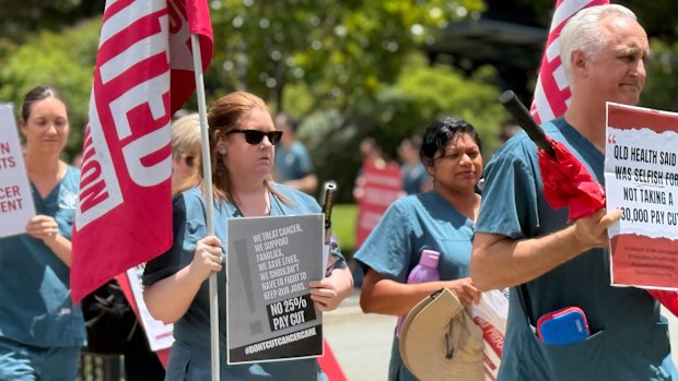 Radiation therapists walked off the job at Princess Alexandra Hospital on Wednesday.