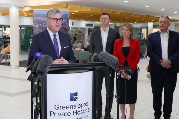 Health Minister Tim Nicholls announces additional funding for elective surgery on Tuesday.