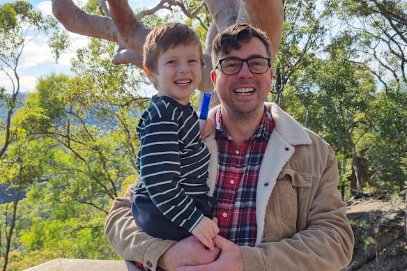 Andrew West and his son. 