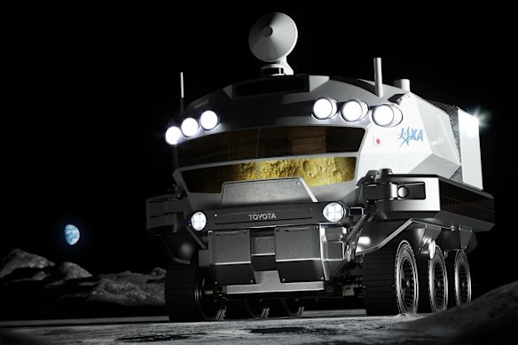 A concept image of Japan Aerospace Exploration Agency’s pressurised rover on the surface of the moon. These are expected to be deployed during phase two of the Moon Base’s development, after 2029.