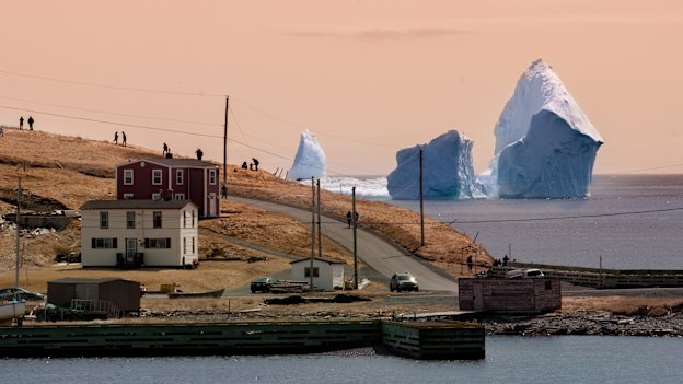 A large pinnacle iceberg grounded off the coast of Ferryland, Newfoundland.